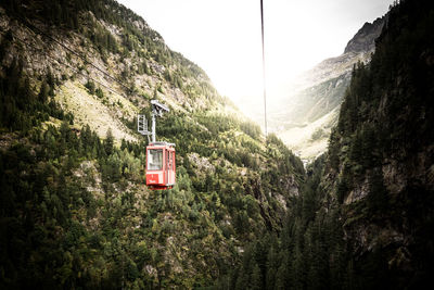 Overhead cable car over mountains