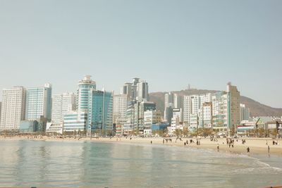 Scenic view of sea against clear sky