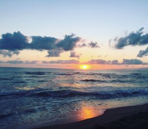 Scenic view of sea at sunset