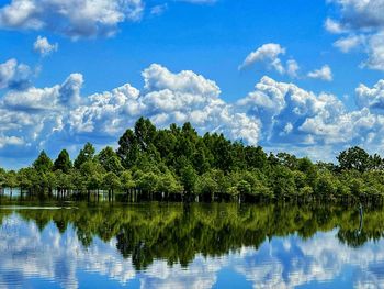 Scenic view of lake against sky
