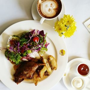 Close-up of food served in plate