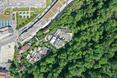 High angle view of buildings in city