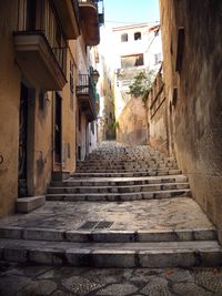 View of staircase in city