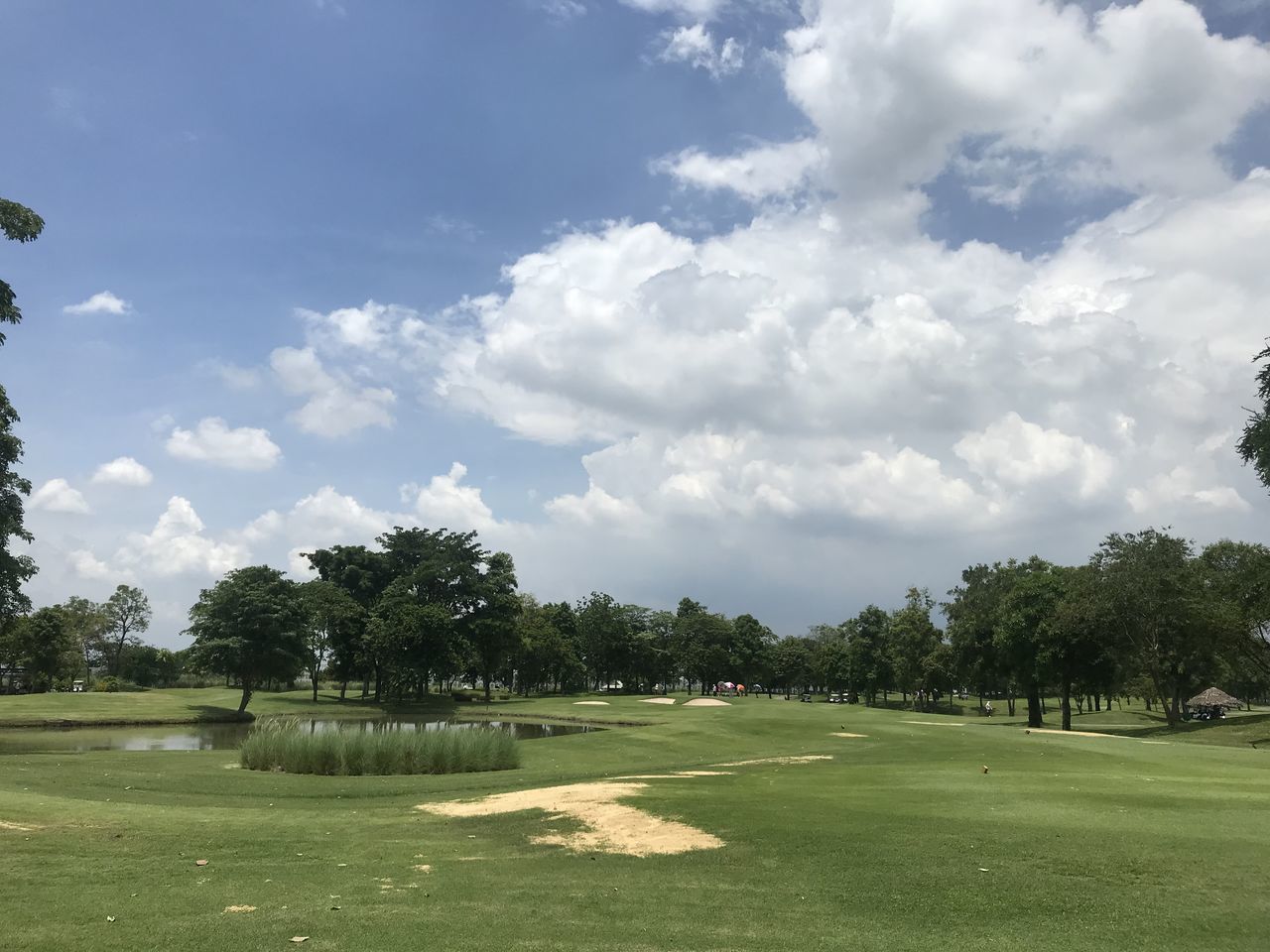 VIEW OF GOLF COURSE AGAINST CLOUDY SKY