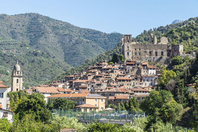 Panoramic view of dolceacqua in liguria
