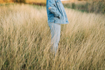 Woman walking on field