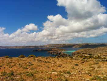 Scenic view of sea and cloudy sky