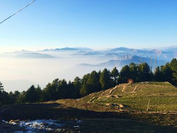 Scenic view of landscape against blue sky