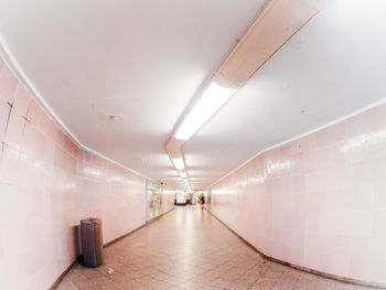Interior of illuminated underground walkway