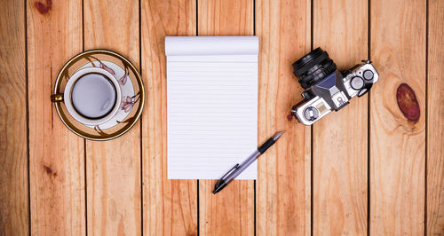 High angle view of pen on table