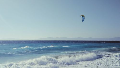 Scenic view of sea against clear sky