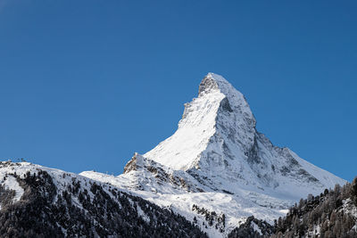 Matterhorn in winter - peak viewed from zermatt
