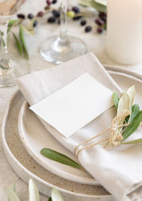 High angle view of fork and knife on table