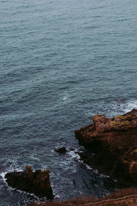 High angle view of rocks on beach