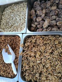 High angle view of food for sale