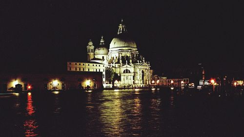 City lit up at night