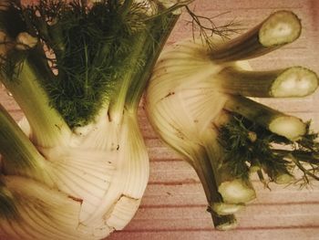 High angle view of vegetables on table