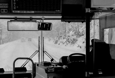 Interior of bus during winter