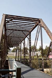 Low angle view of bridge against clear sky