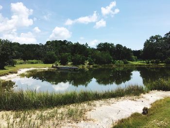 Scenic view of lake against sky