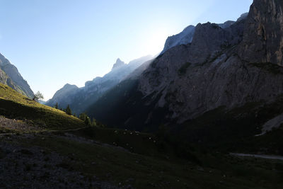 Scenic view of mountains against clear sky