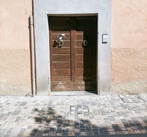 Closed door of building