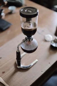 High angle view of coffee brewing 