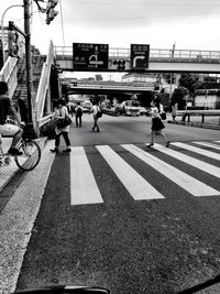 People walking on city street