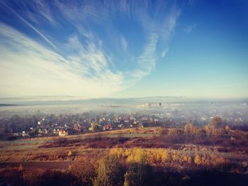 High angle view of landscape against sky