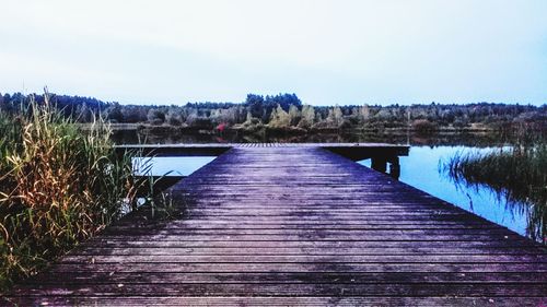 Scenic view of lake against clear sky