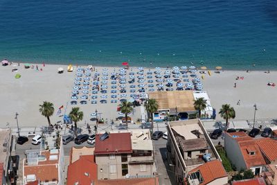 High angle view of townscape on beach