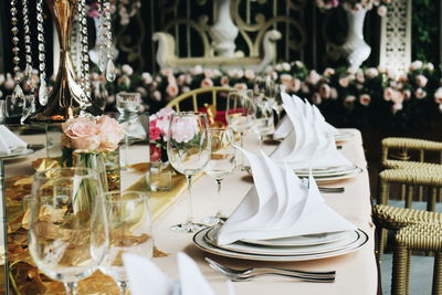 Arranged table at weeding ceremony