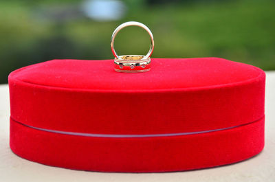 Close-up of red container