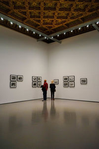 Rear view of people standing in museum