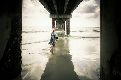 View of sea against cloudy sky