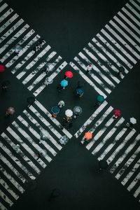 High angle view of cars on road in city