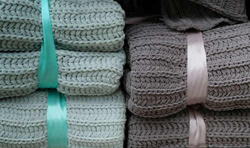 Full frame shot of stacked sweaters