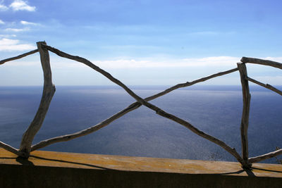 Close-up of fence against sky