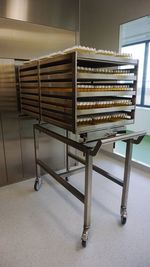 Stack of empty seats on table