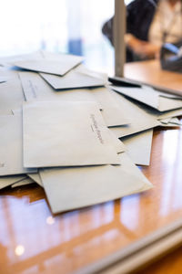 View of letters on table