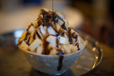 Close-up of dessert on table