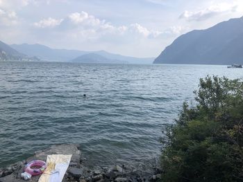 High angle view of sea against sky