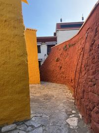 Alley amidst buildings against sky