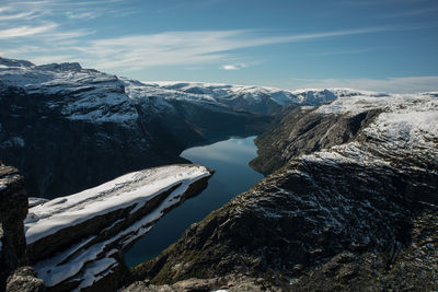 Aerial view of snowcapped mountain