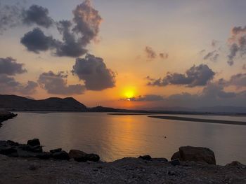 Scenic view of sea against sky during sunset