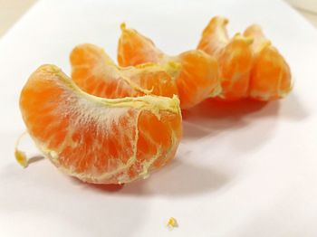 Close-up of orange fruit in plate