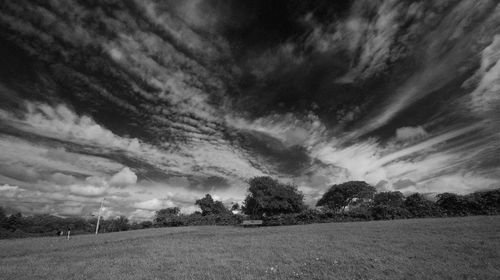 Scenic view of landscape against cloudy sky