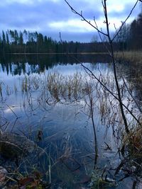 Scenic view of lake against sky