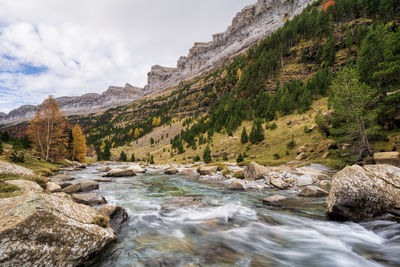 Scenic view of rocky mountains against sky