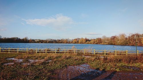 Scenic view of lake against sky